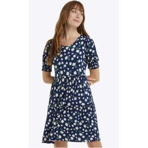 Draper James Lee Ann Dress in Magnolia Nassau Navy Ruffle Preppy Southern Sz XL‎